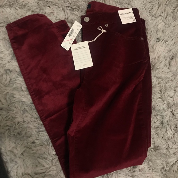 NWT J. CREW• Sz 28 High-rise Maroon Velvet Jeans - Picture 4 of 6